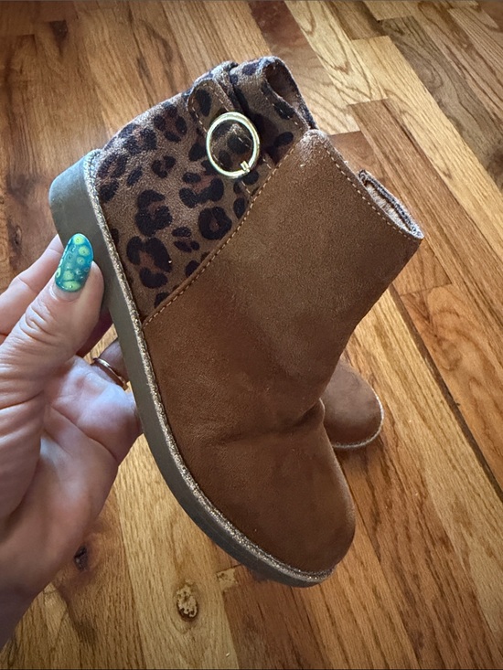 Tucker + Tate Other - Tucker + Tate Tan Suede-Look Ankle Boots with Leopard Cuff